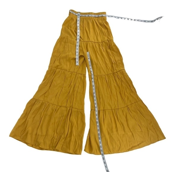 SHEIN Yellow Ruffle Hem Wide Leg Pants Size X-Small Women’s - Picture 4 of 5